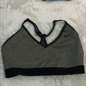 Nike Women's Charcoal and Black Sports Bra